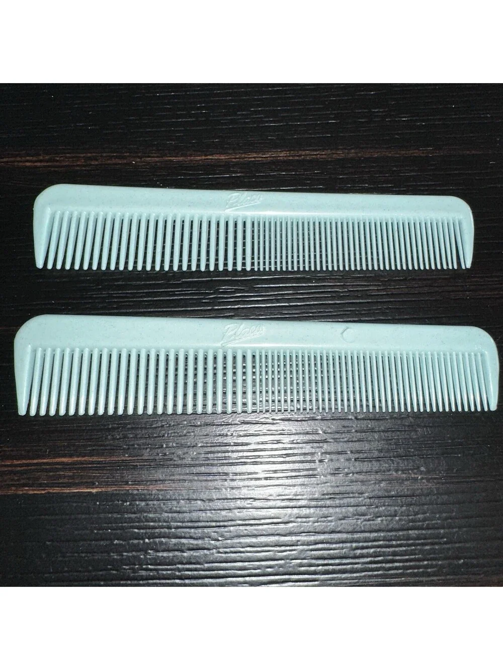 2 Vintage Placo 5” Pocket Purse Combs Opaque Pastel Green ECU